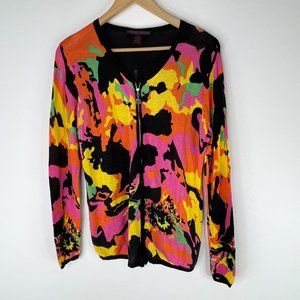 ELENA WANG Women Multicolor Long Sleeve Cardigan Size L
